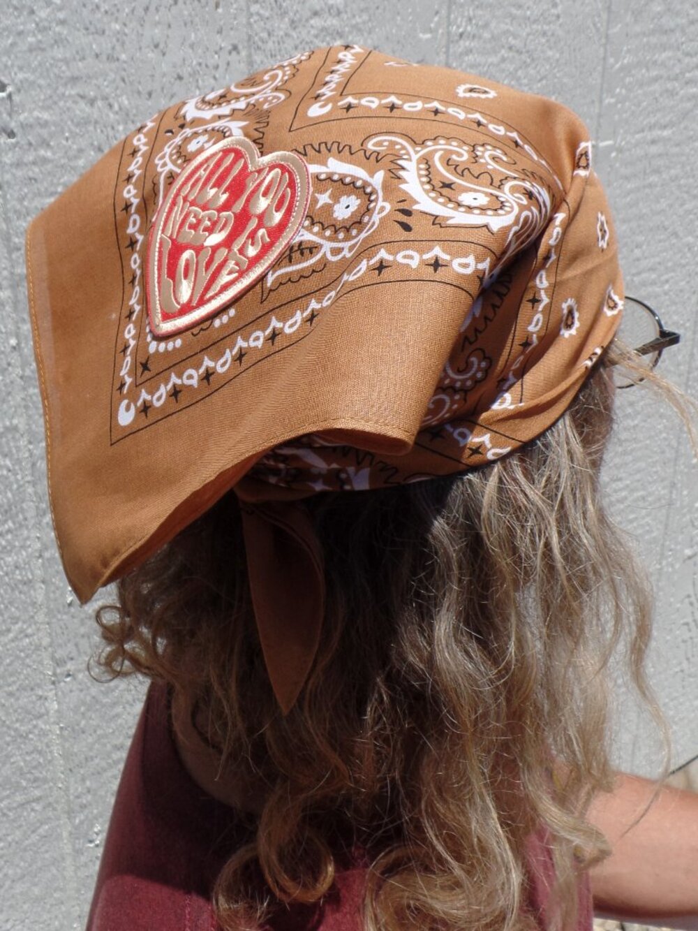 Hand Crafted Bandana Neckerchief Triangle Scarf LOVE - Picture 4 of 10